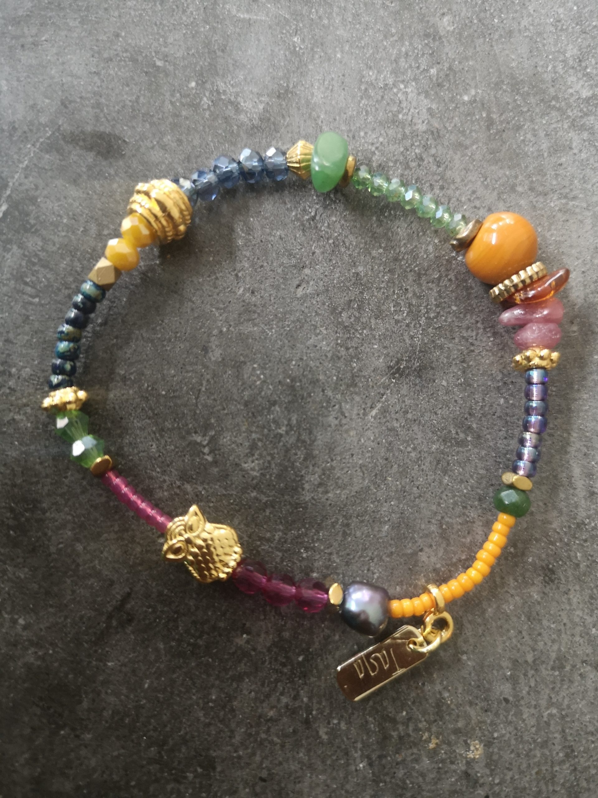 Purple-Orange Owl armband